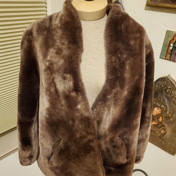 Vandie Vertical Panel Fur Coat Taupe main image 1